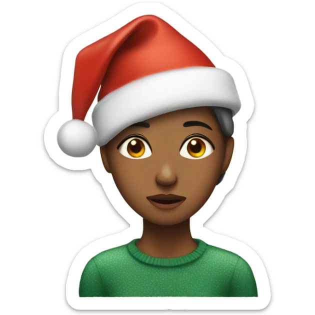 Girl with a Christmas hat that just woke up but is still tired sticker