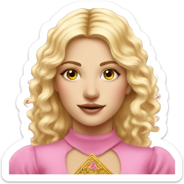 Blonde beautiful girl with pink pink tarot gold cards sticker