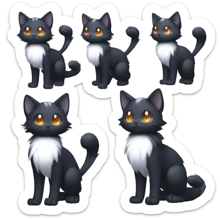 Shiny Shy Cool Black beautiful fantasy Kawaii Ethereal Sona Fakemon-cat-animal Full Body sticker