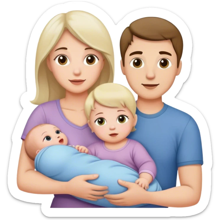 Famille 4 personne 1 fils aîné 1 fille bébé  1 père 1 mère sticker