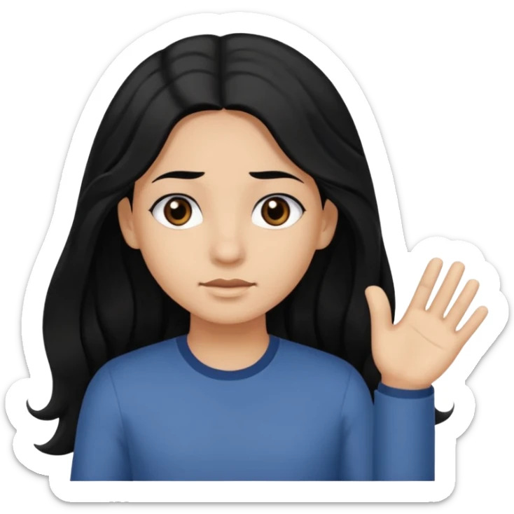 Long black hair little wave black eyes brown but not that much brown skin  sticker