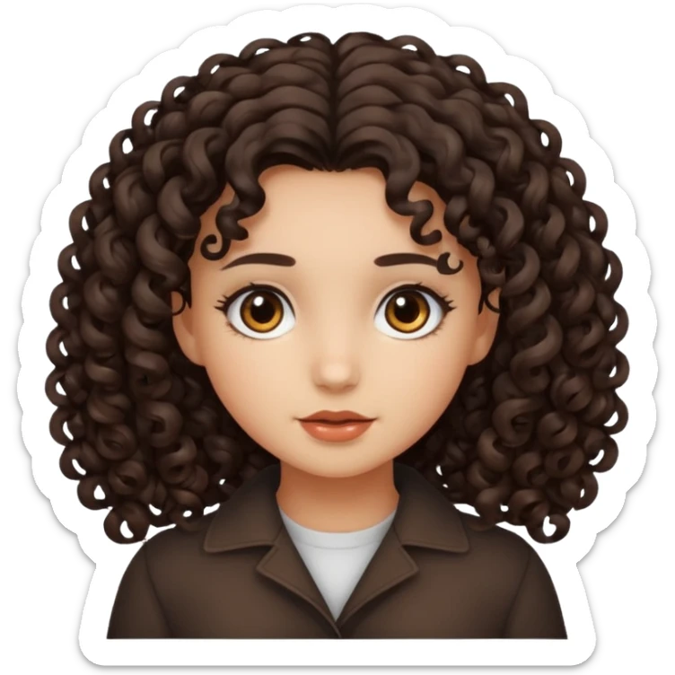 a girl with curly dark brown hair and dark brown eyes sticker