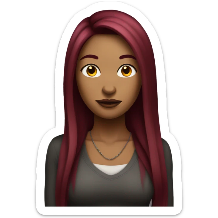 Tattooed woman with long straight burgundy hair sticker