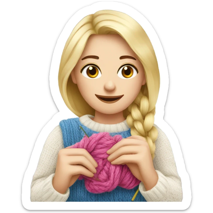 beautiful finnish blonde woman knitting flowers sticker
