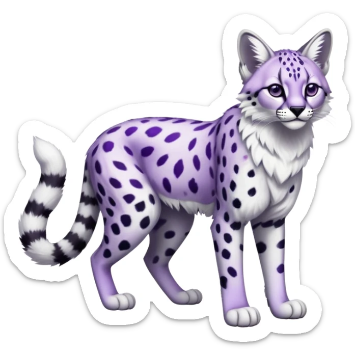 Epic Edgy Black White Purple ethereal Serval-Snow-Leopard-Bobcat-Fionbri full body sticker
