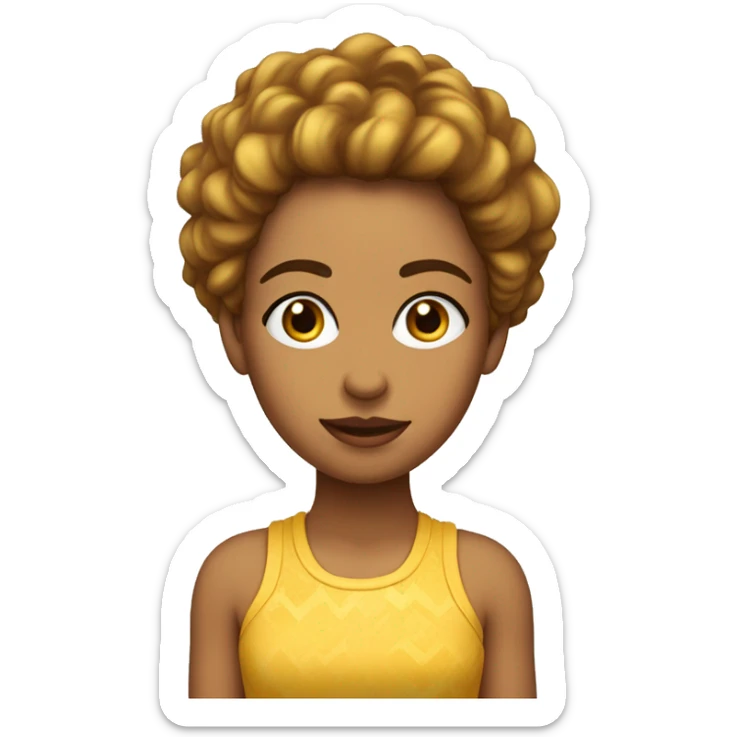 Chica  de pelo rizado con ojos color miel y piel blanca  sticker