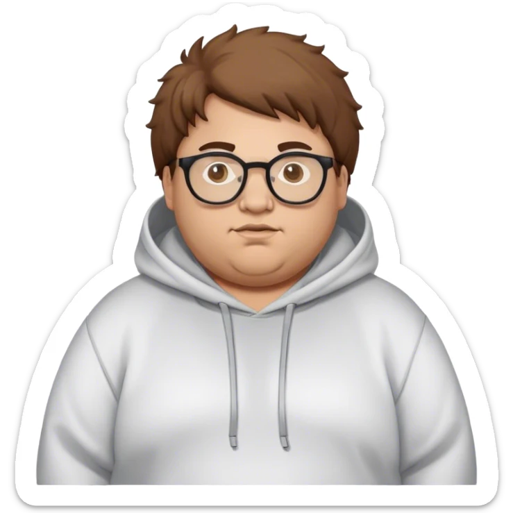 Fat guy wearing hoodie saying tawhid and has fluffy hair and wears glasses sticker