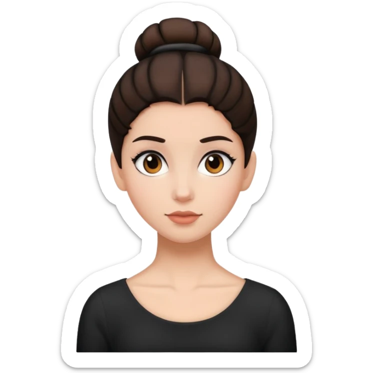 The girl has tied her hair into a black bun. sticker
