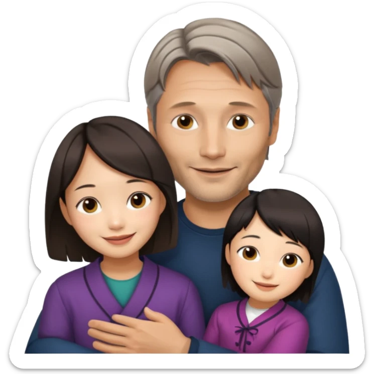 mads mikkelsen holds asian girl by the girl  sticker