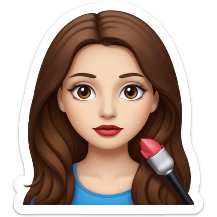 girl with long brown hair standing make up latina white skin tone sticker