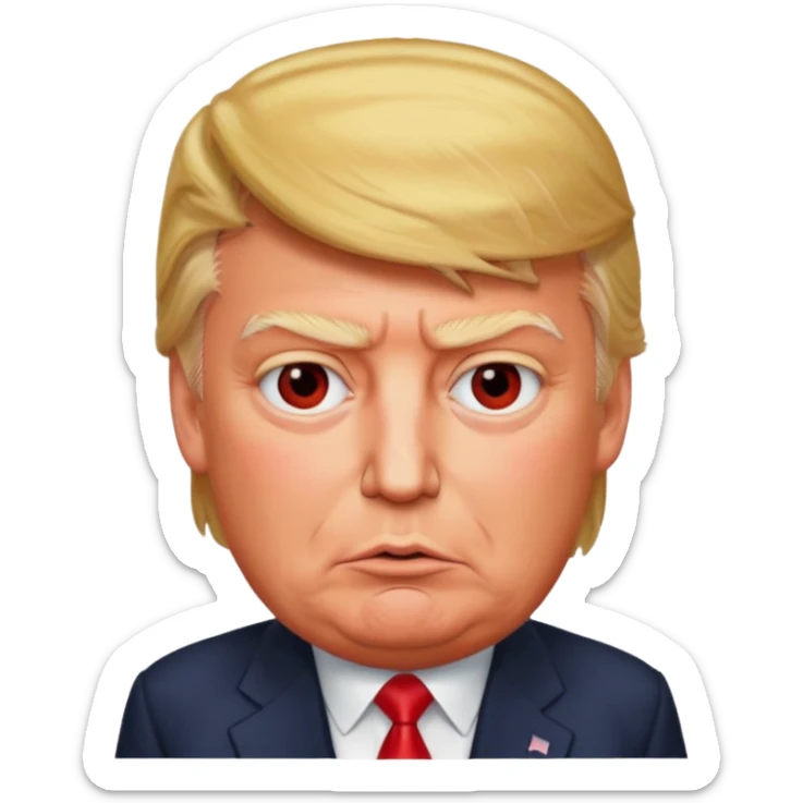 Donald Trump is vey very very furious. Red with anger. photorealistic sticker