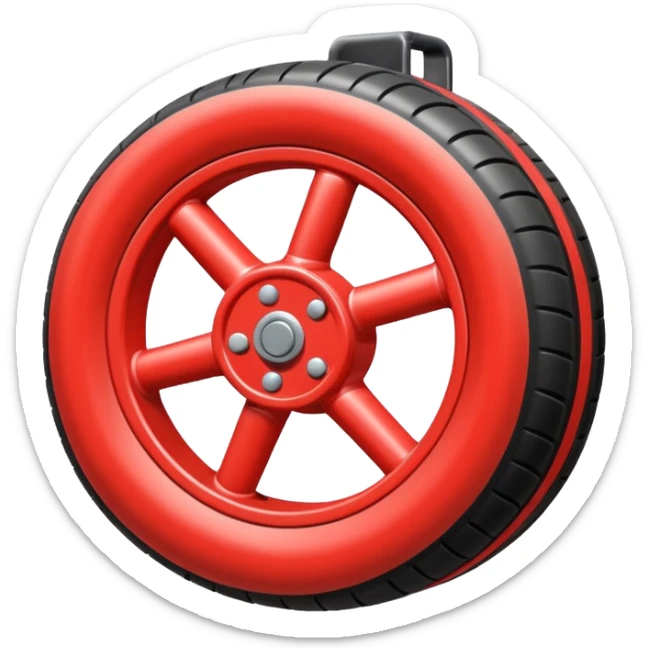 The aircraft's landing gear is one inflated, plump wheel with a strut, black in color, cartoon-style, isometric sticker