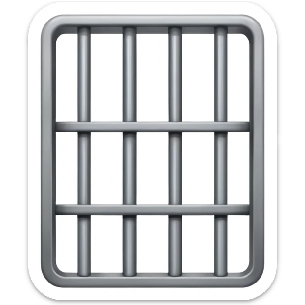 If there was a jail cell emoji in iOS, how would you design and iOS style emoji. Create an jail cell emoji with no prisoner. (Not a cage must be single 4 rods facing to front view point) sticker