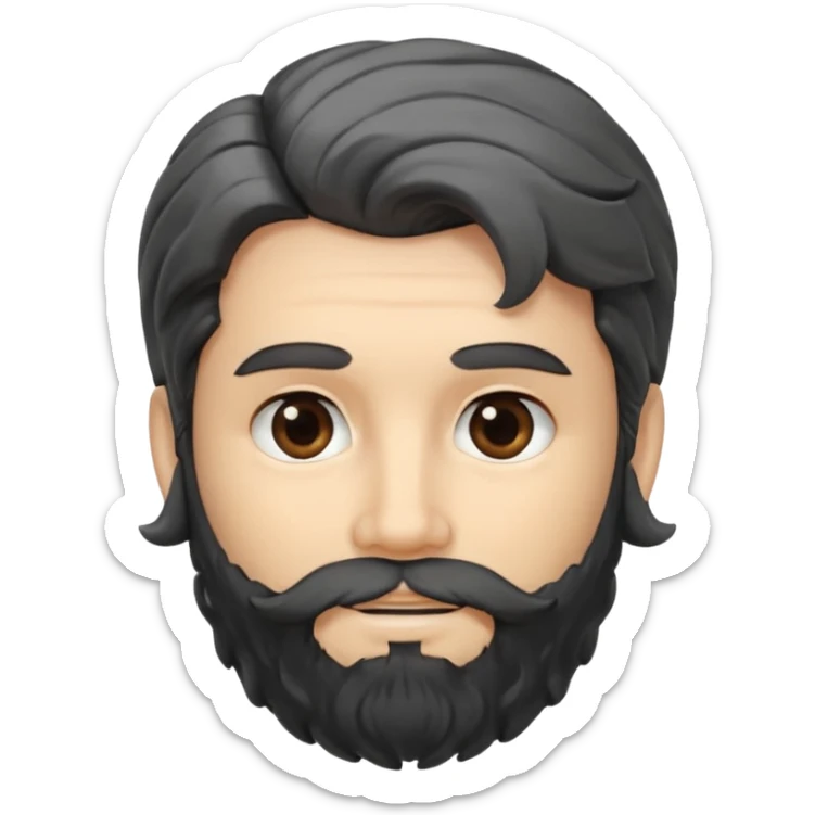 White skin Change gender to male black wavy hair with gray streaks and dimples in each cheek and well trimmed beard sticker