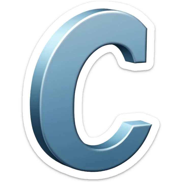 Minimal emoji of a bold capital letter “C” with a single diagonal slash cutting through it from top-left to bottom-right. Clean, flat design, high contrast, readable at small sizes, tech/startup style. Black background. sticker
