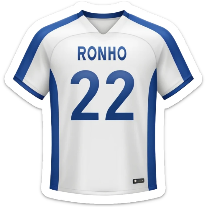 White football jersey at the back with number 22 and my name RONIHO  sticker