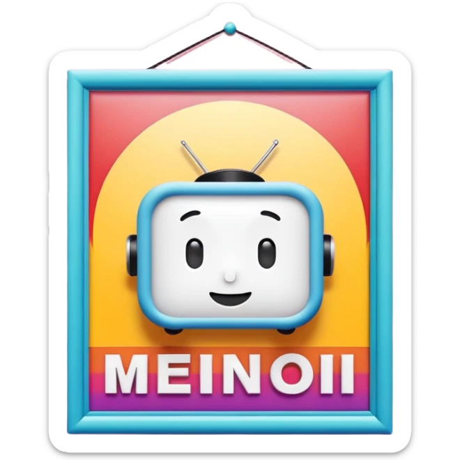 A 3D cartoon movie advertisement poster hanging on a wall, colorful cinematic design, visible border, flat lighting, Memoji-style. sticker