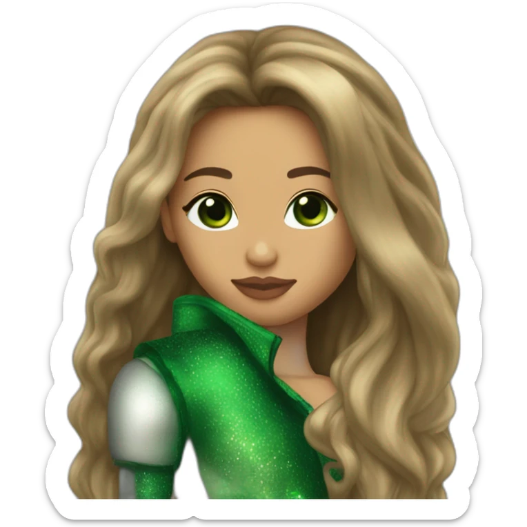 Romeo santos kiss-kiss girl green eyes and very long dark blond hair sticker