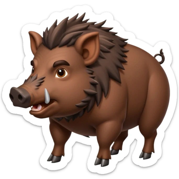 An emoji of a large wild boar, representing hunting in ancient European forests. sticker