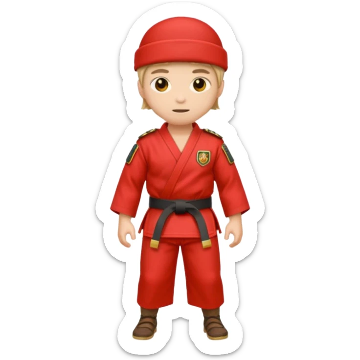 🥋 emojiyi kıyafeti ve kuşağı kırmızi renk yap sticker