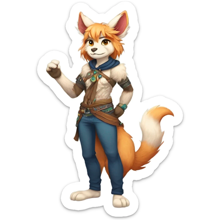 Anthro Colorful Fionbri Furry by Falvie-Griffsnuff-Kamirah-LiLaiRa, full body sticker