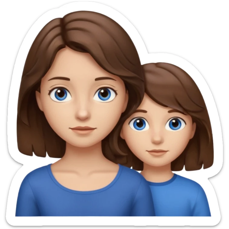 Girl with wavy shoulder brown length hair and blue eyes with boy with brown eyes brown hair short and a little bit outgrown hair  sticker