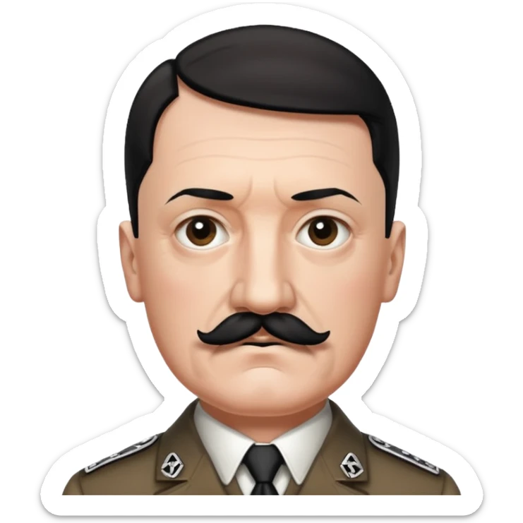 Je veux un emoji représentant adolf Hitler portant une moustache noir et carré rajoute son symbole  sticker