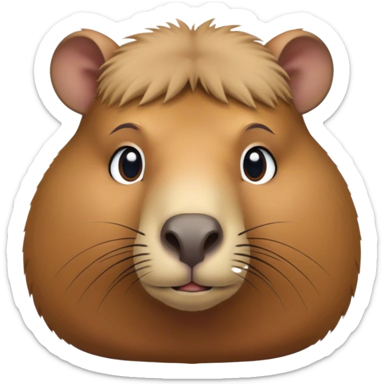 Cinematic Noble Capybara Portrait Emoji, Poised and serene, with a robust, rounded build covered in soft, earthy fur and gentle, wise eyes, Simplified yet sharp and sophisticated features, highly detailed, glowing with a warm, natural glow, high shine, intelligent and calm, stylized with an air of understated authority, focused and attentive, soft glowing outline, capturing the essence of a watchful and confident guardian that feels as though it could step out of the screen with effortless authority! sticker