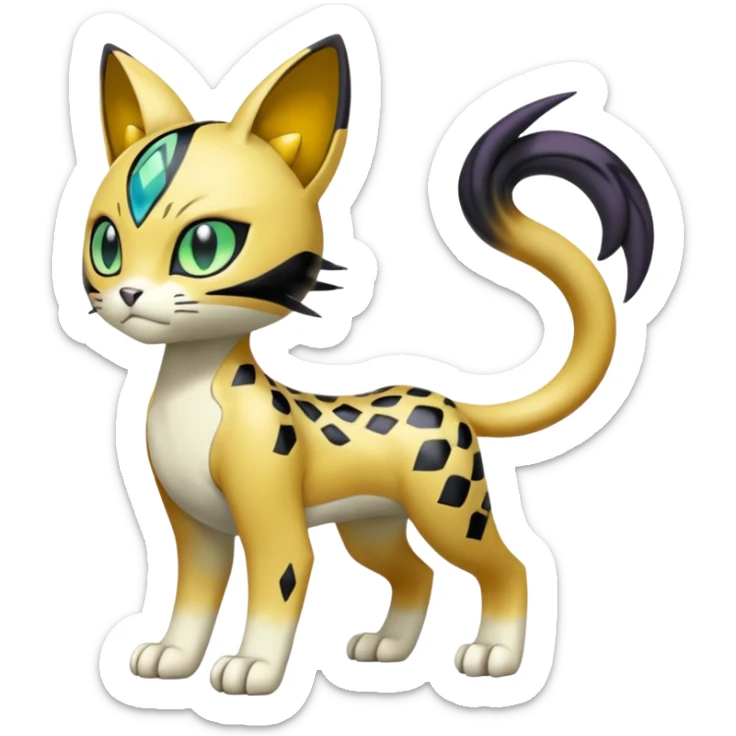 Meloetta-Baihumon-Meicoomon-Gatomon-Liepard-Pokémon-Digimon-Fakémon-fusion-hybrid-creature sticker