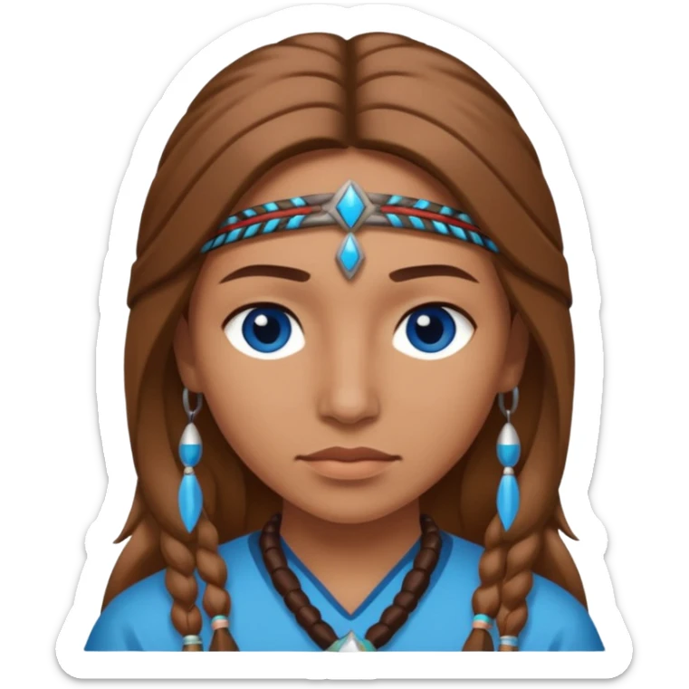 can you make a native American emoji with light brown hair and blue  eyes sticker