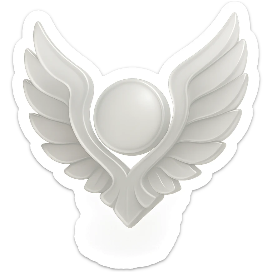 emblem with angelic wings, elegant and flowing, minimal color, no text sticker
