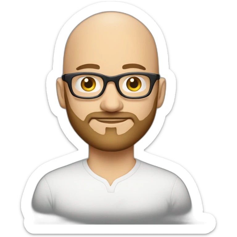 marketing strategist, 40 years old,with hazel eyes, light skin,short beard, bald, wearing bold glasses, sticker