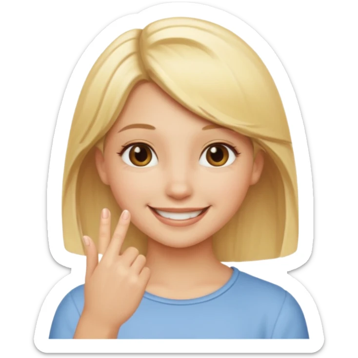 fingermouthing el gesto que es tan viral ahora en tik tok que le haga una chica rubia sticker