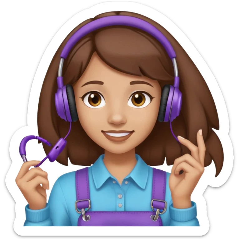 Light skin girl with brown hair and braces with headphones and takis in her hand  sticker