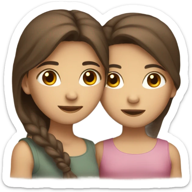 lesbian cuddles dark brown hair girl and light brown hair girl  sticker