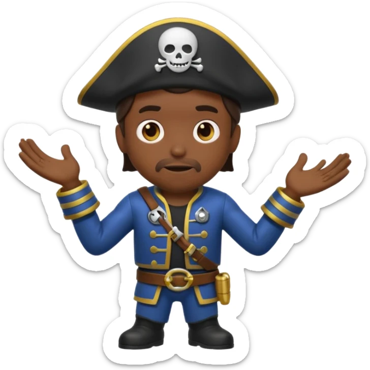 animated emoji for a player called prophet of doom I Dont Know shruging emote needs to be white male space pirate themed and dark sticker