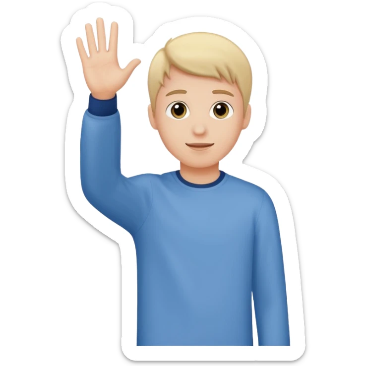 teenager waving goodbye to his parents, parents seen from behind sticker