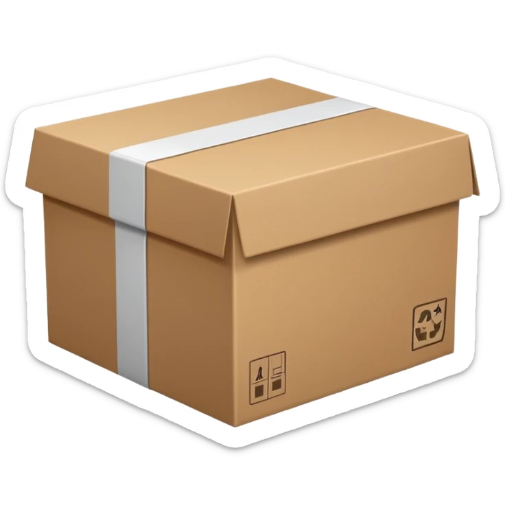 Minimal line-art icon of a shipping box, simple modern style, clean outlines, slightly 3D, no background, transparent, represents “reselling / e-commerce / flipping items” sticker