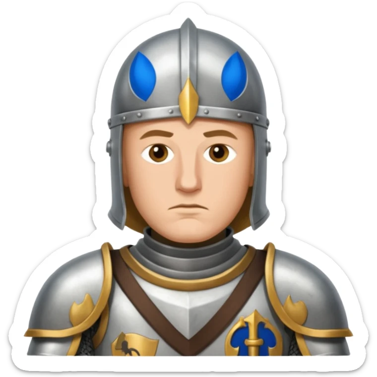 Hazme el emoji de un caballero medieval con actitud muy masculina en diversos estados de animos de los caballeros teutonicos pensativo sticker