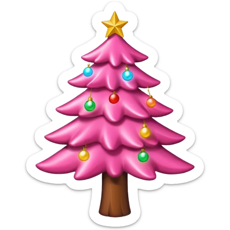 Crea un arbol de navidad en color rosa que parezca de caramelo Agrega luces navideñas has que la estrella brille sticker