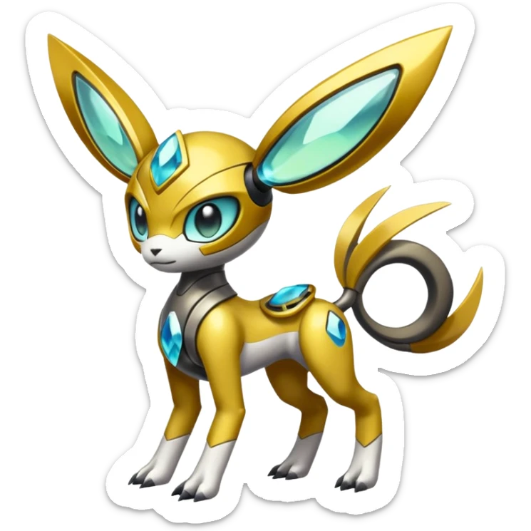 Futuristic Shiny Colorful Meloetta-Wargreymon-Trico-Pokémon-Digimon-Fakémon-fusion-hybrid-creature sticker