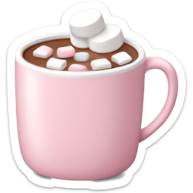 Light Pink mug of hot chocolate with marshmallows  sticker