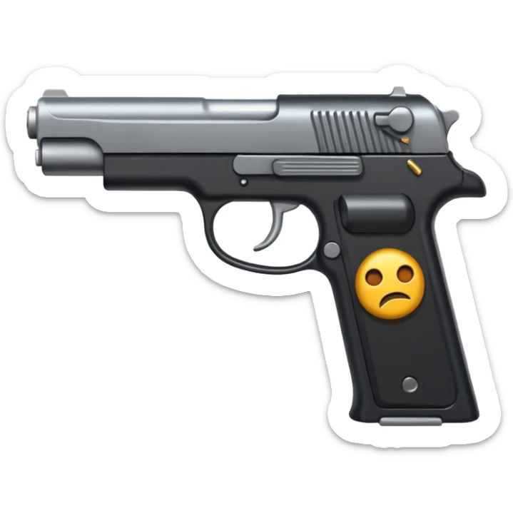   Un emoji con una nueve milímetro que sea realista con un emoji de venganza sticker