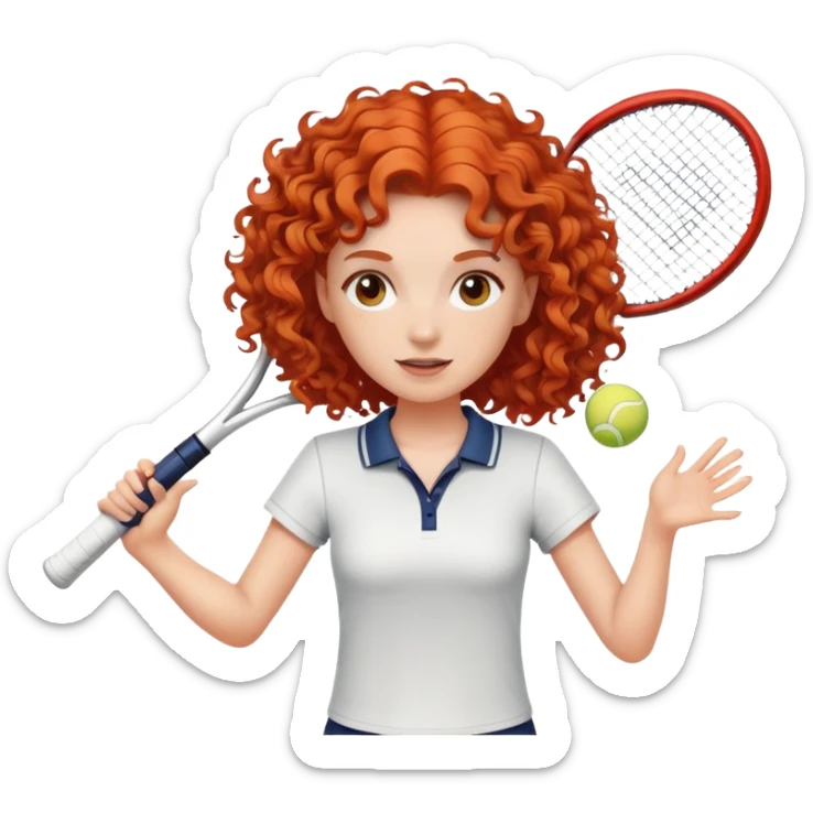 white girl with curly red hair playing tennis  sticker
