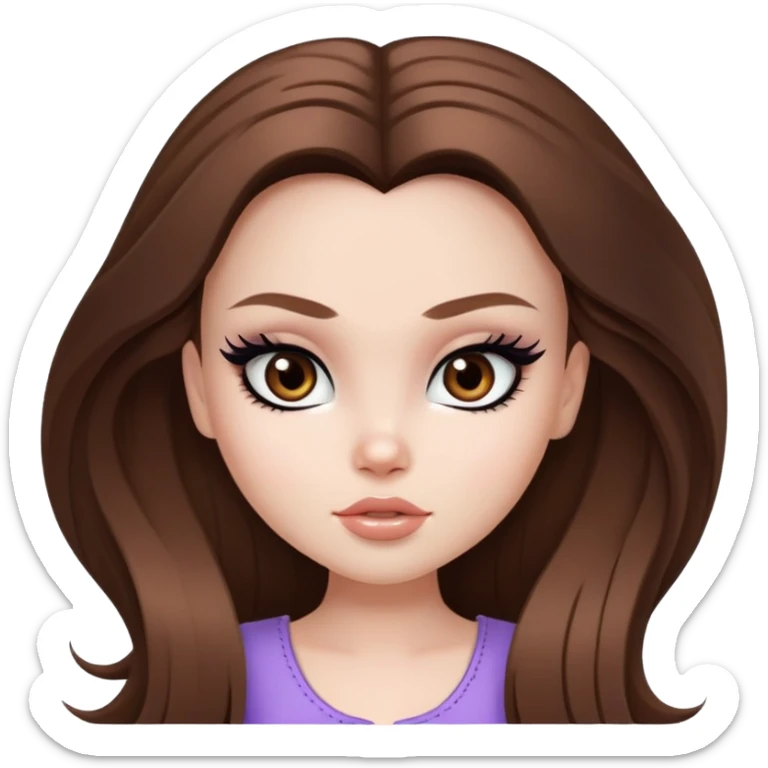 pretty bratz girl, long brown hair, brown eyes, black eyeliner, pale skin sticker