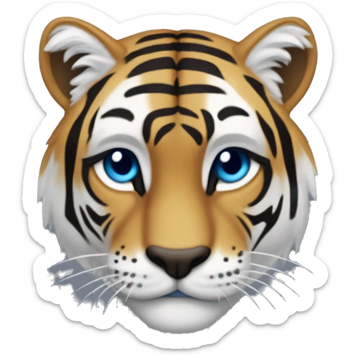 Quiero que me hagas un emoji de un tigre azul con rayas y que aparezca saltando hacia la derecha sticker