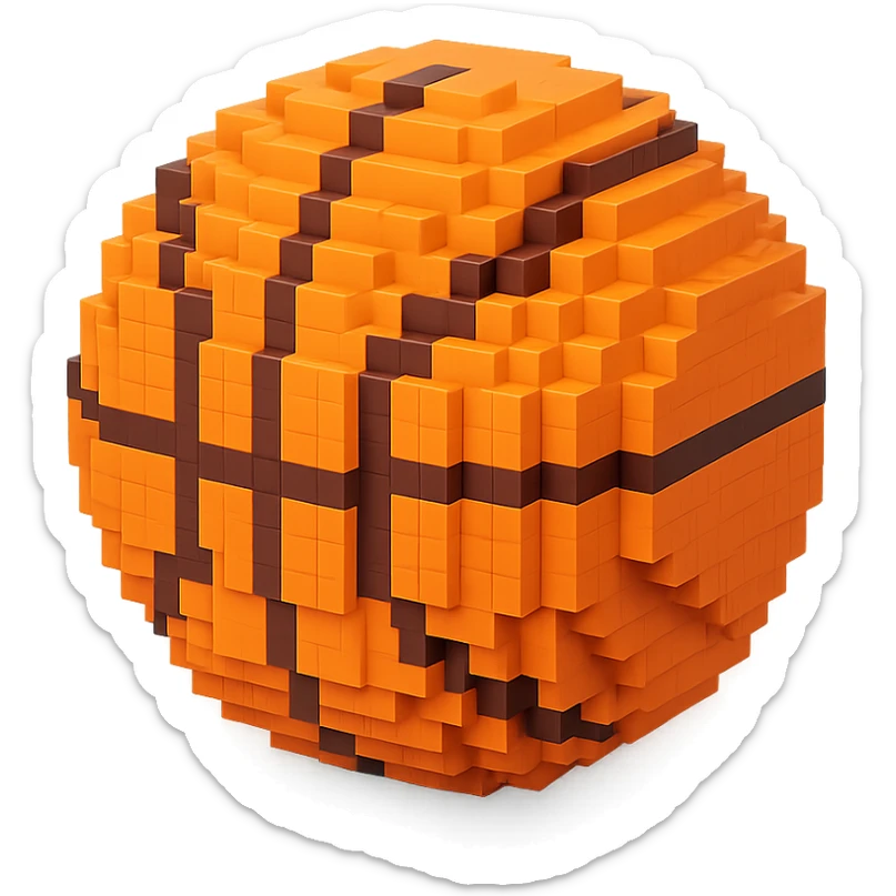 A colorful and vibrant voxel-style basketball sticker