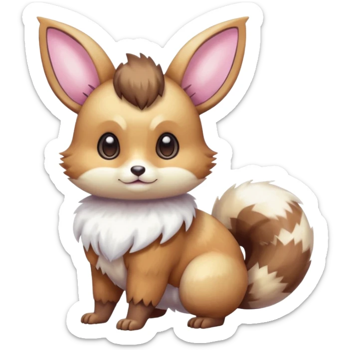 Kawaii Shiny Colorful Pastel Furret-Eevee-fusion Full Body sticker