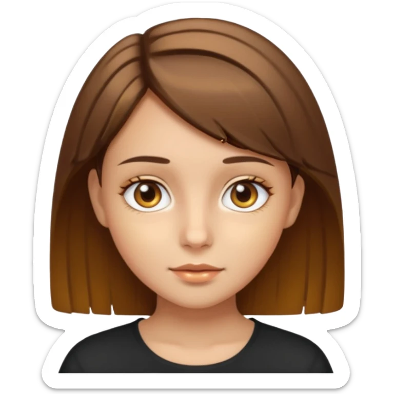 A young girl with short brown hair, her eyes should be hazel, her skin should look gold sticker