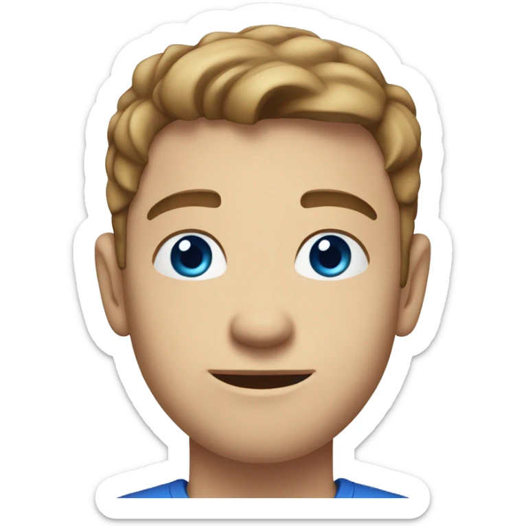 A 22 year old, White man, with short brown hair, with stubble facial hair,   with blue eyes wearing a t-shirt. sticker